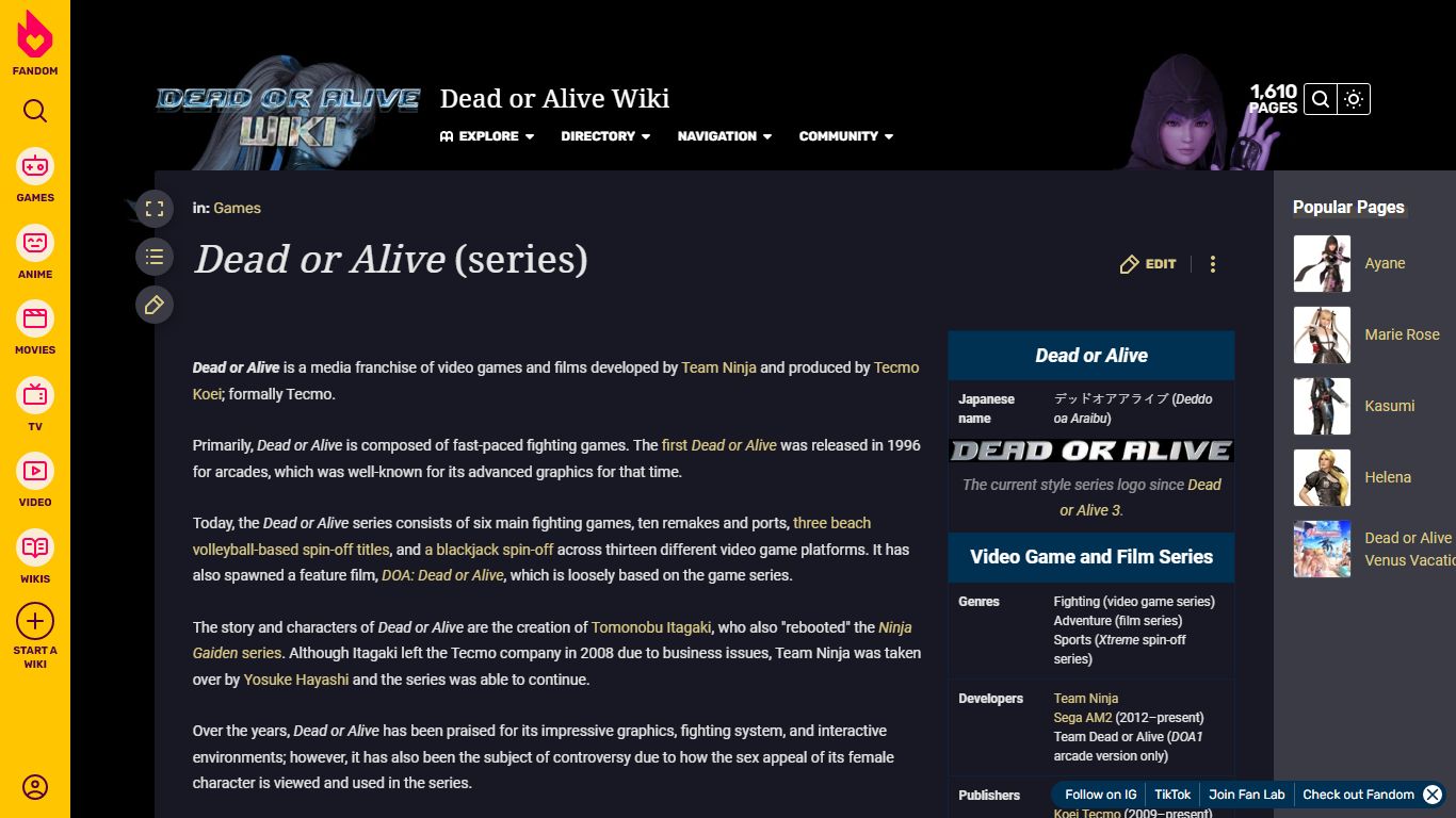 Dead or Alive (series) | Dead or Alive Wiki | Fandom