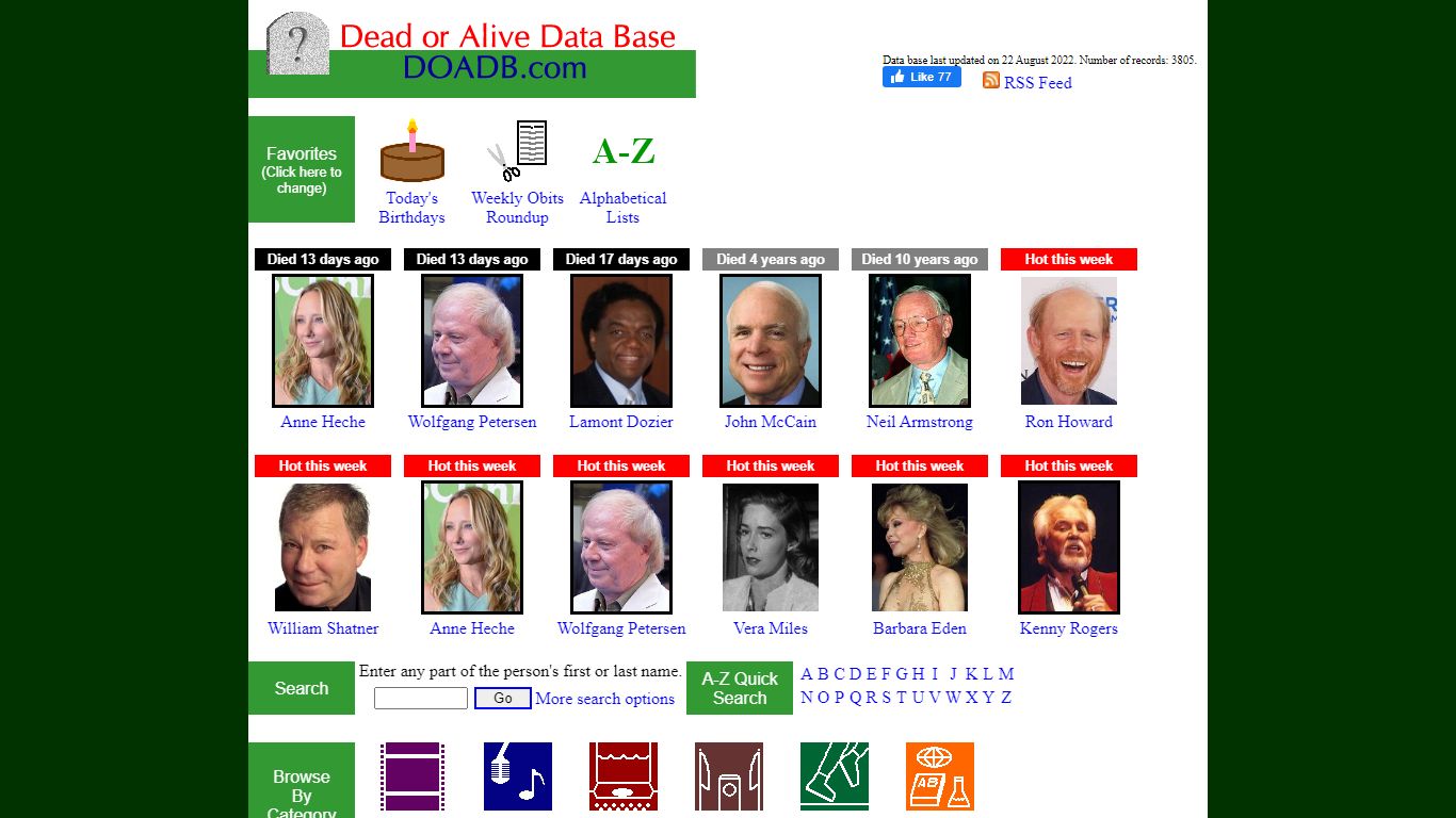 Dead or Alive Data Base