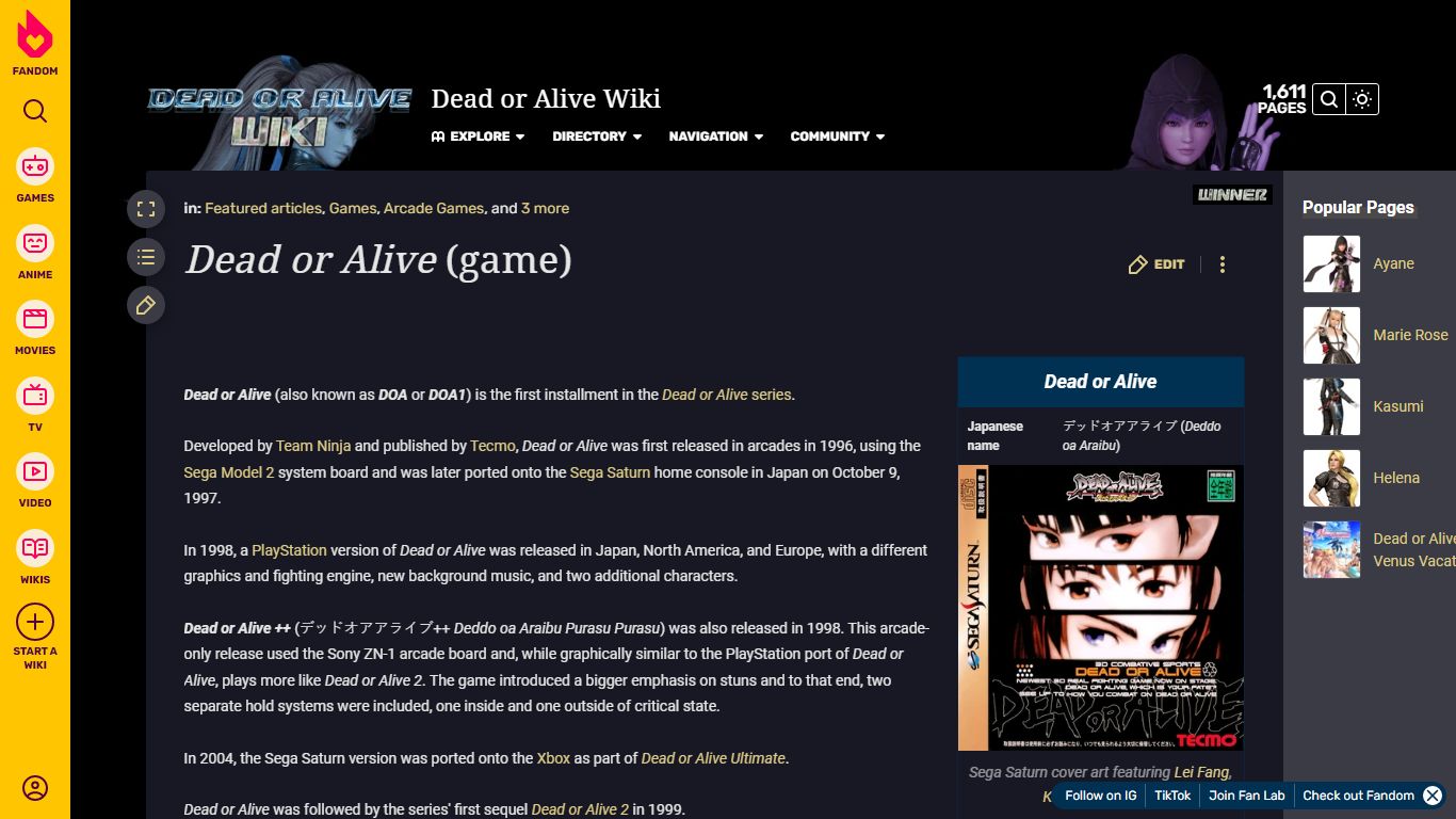 Dead or Alive (game) | Dead or Alive Wiki | Fandom